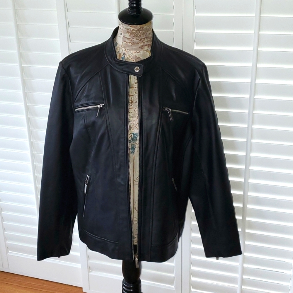 NWT Michael Kors Women's Plus Black Leather Jacket - Size 2X